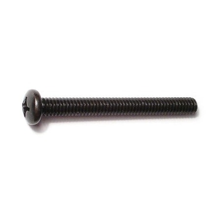 Midwest Fastener 1/4"-20 x 2-1/2 in Phillips Pan Machine Screw, Black Oxide Steel, 8 PK 33187